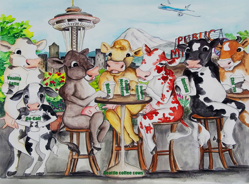 Seattle coffee cows card