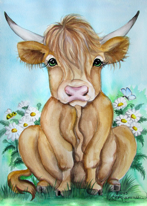 highlander calf 5x7 note card blank with envelope by Lisa Rasmussen