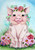 pig with flowers card blank 