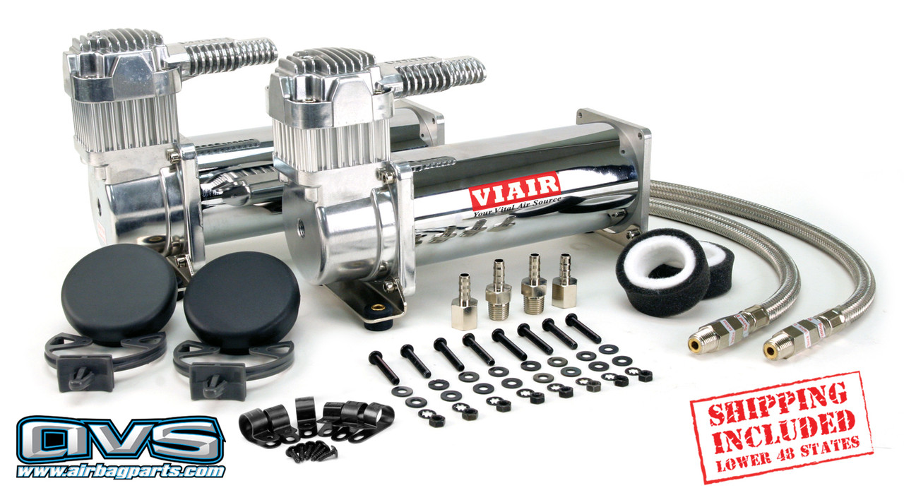 VIAIR #444C CHROME COMPRESSOR COMBO + FREE SHIPPING - AVS