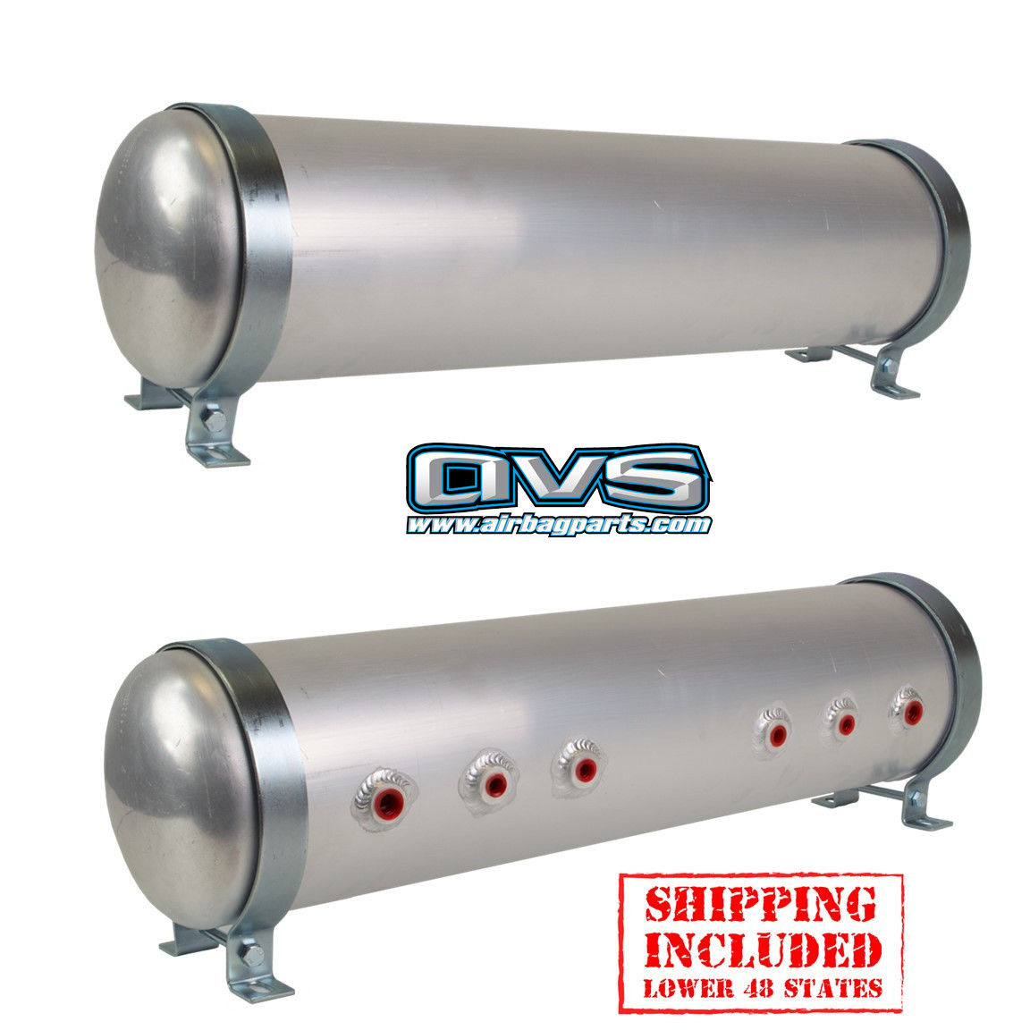 AVS 5-GALLON 6-PORT ALUMINUM M.P.M. AIR TANK W/HIDDEN PORTS - RAW