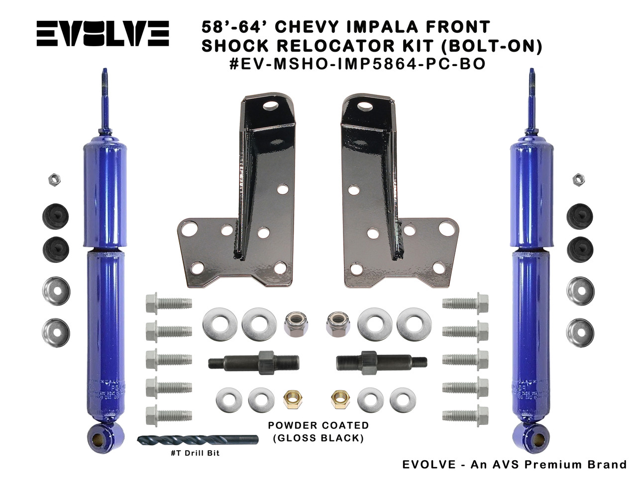 58-64 CHEVY IMPALA FRONT SHOCK RELOCATOR BRACKETS (BOLT-ON) - AVS