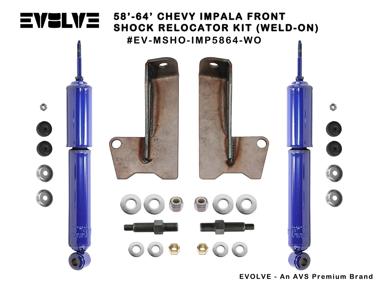 58-64 CHEVY IMPALA FRONT SHOCK RELOCATOR BRACKETS (WELD-ON) - AVS