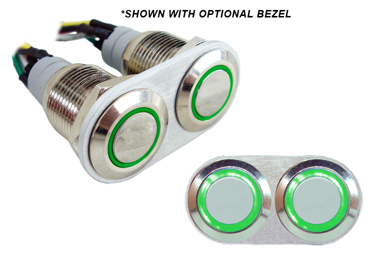 CHROMED BILLET SWITCHES WITH GREEN LED RING (LATCHING) - AVS
