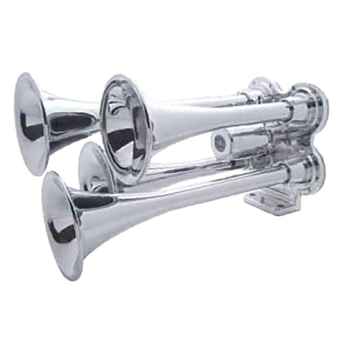 UNIVERSAL CHROME 4 TRUMPET TRAIN HORN. OUR LOUDEST 4-TRUMPET!!
