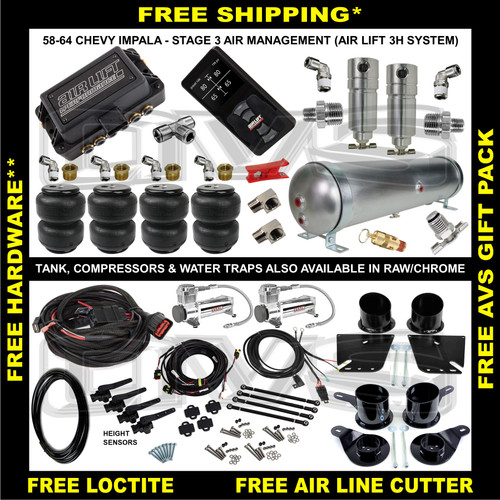 58-64 CHEVY IMPALA - STAGE 3 AIR MANAGEMENT (AIRLIFT 3H AUTO-LEVELING) + FREEBIES