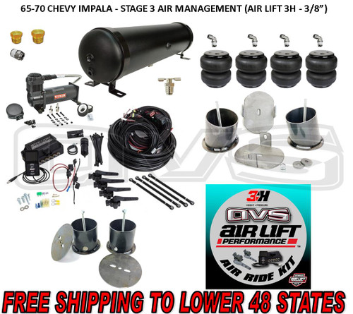 65-70 CHEVY IMPALA - STAGE 3 AIR MANAGEMENT (AIRLIFT 3H AUTO-LEVELING) 65-70 CHEVY IMPALA - STAGE 3 AIR MANAGEMENT (AIRLIFT 3H AUTO-LEVELING)