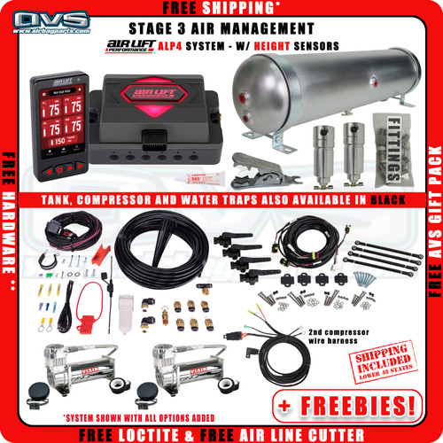 STAGE 3 AIR MANAGEMENT KIT (AIRLIFT ALP4 SYSTEM - 1/4" AIR LINE) W/ HEIGHT SENSORS  **FREE*SHIP*+*FREE*GEAR**