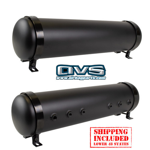 AVS 5-GALLON 6-PORT ALUMINUM M.P.M. AIR TANK W/HIDDEN PORTS - BLACK