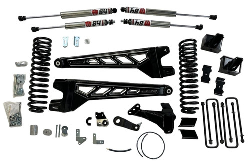 BLACK SS KIT 2023-2024 FORD F250 (4WD) 4.5" LIFT KIT W/FRONT & REAR M84 SHOCKS W/ STAINLESS INSERTS & BILLET FACE PLATES  *** FREE SHIPPING IN THE 48 STATES***