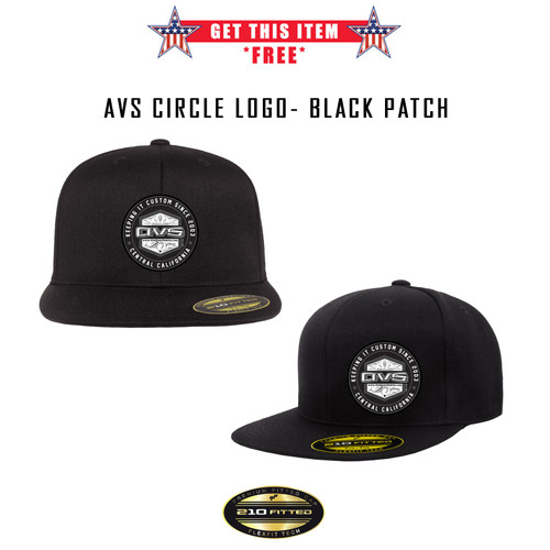 AVS FITTED HAT FLAT BILL WITH CIRCLE BLACK PATCH 