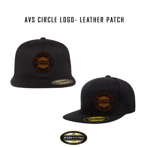 AVS FITTED HAT FLAT BILL WITH CIRCLE LEATHER PATCH  AVS FITTED HAT FLAT BILL WITH CIRCLE LEATHER PATCH