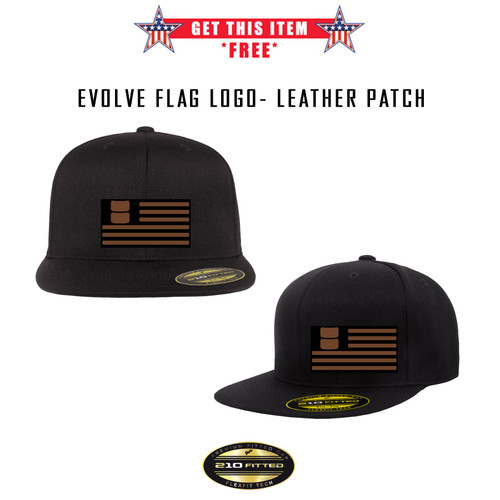 AVS FITTED HAT FLAT BILL WITH EVOLVE FLAG LEATHER PATCH 