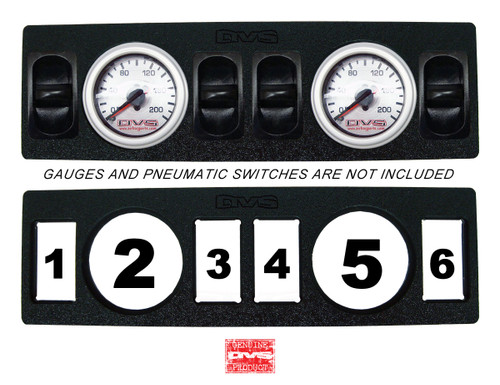 AVS GAUGE PANEL WITH TWO 2" INCH GAUGE AND FOUR PNEUMATIC SWITCH CUT OUTS P16