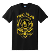 * * * Sizes:   SM / MD / LG / 2X / 3X Only * * * AVS SHIRT "AVS CUSTOM AIR SUSPENSION BLACK/YELLOW"  TEE 