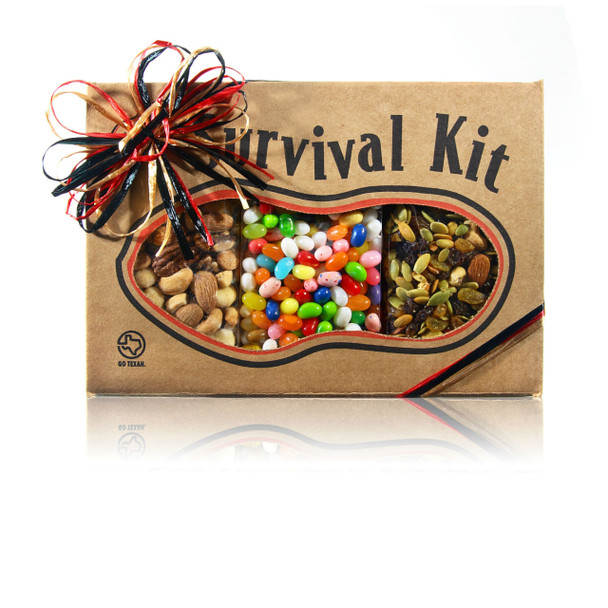 austiNuts Survival Kit - Fruits, Nuts & Jelly Beans is everything you need in one! 

Contains: Fancy Fruit Nut Mix, Salted Deluxe Nut Mix & Jelly Belly Beans