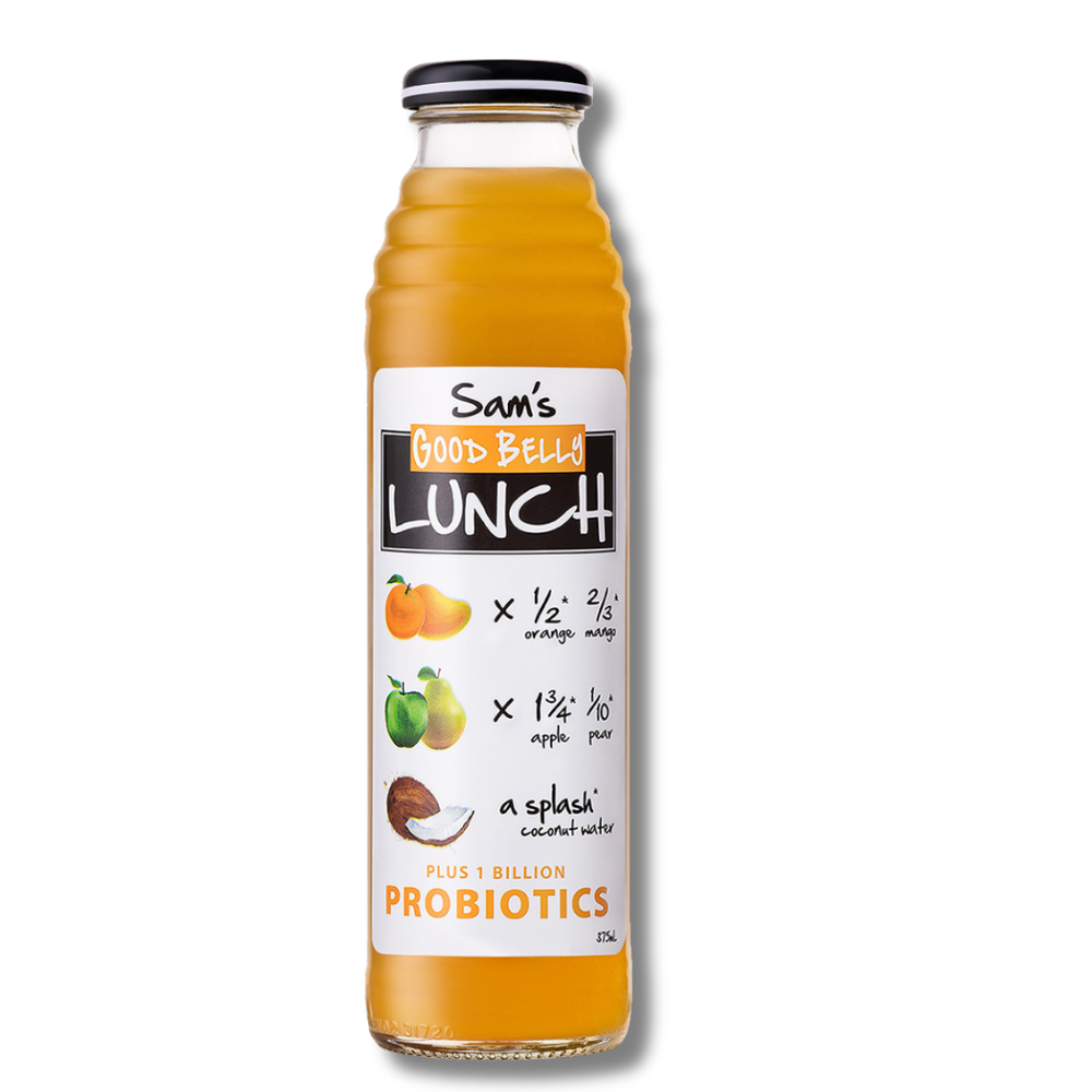 Sam's Good Belly Lunch Smoothie. All natural ingredients, made here in Melbourne, Victoria. Wholesale distribution by Camati