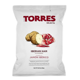 Iberian Ham Chips - Made with potatoes grown on the Iberian Peninsula of Spain, these light and crispy chips are bold with flavours. Fried in high quality Spanish oil, the taste is unparalleled. Gluten Free. 150g