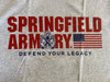 Springfield Armory T-Shirt Any Size S-2XL Heather Gray Gildan Defend Your Legacy