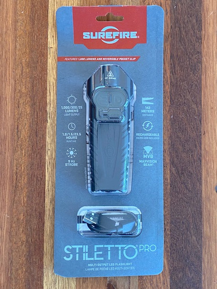 SureFire STILETTO PRO FLASHLIGHT Rechargeable 25 300 1000 LUMENS PLR-B