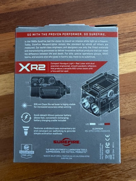 SureFire XR2-A-RD Compact Rechargeable Weaponlight with Red Aiming Laser