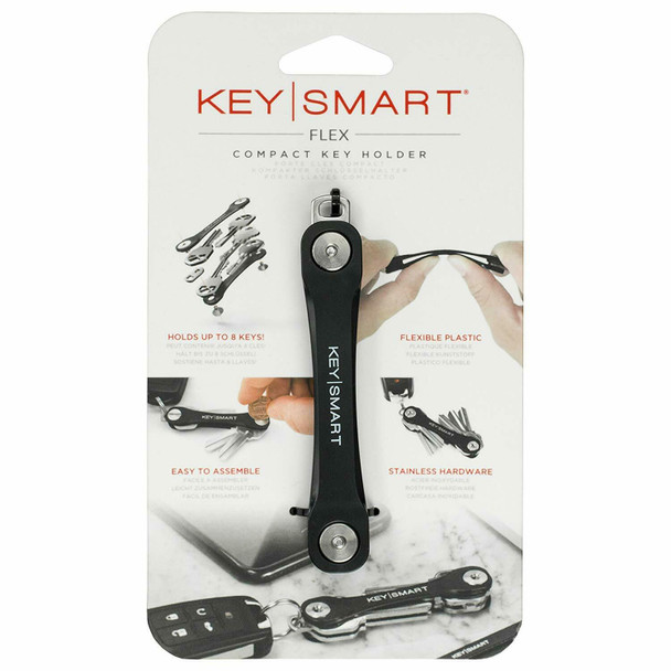 KeySmart Flex - Compact Key Holder and Keychain Organizer Black