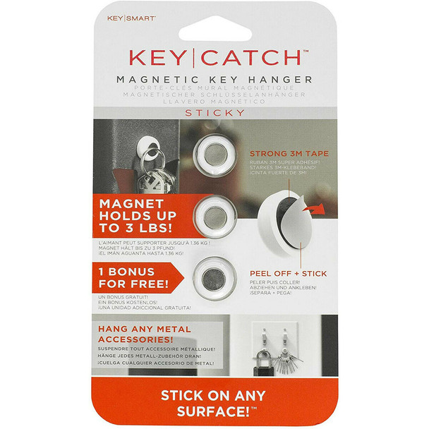 Keysmart KeyCatch Sticky Magnetic Key Rack - 3 Pack