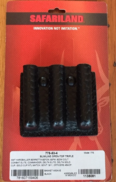 Safariland  775-53-4 Slim Triple Magazine Pouch Open Top Basketweave Black 1911