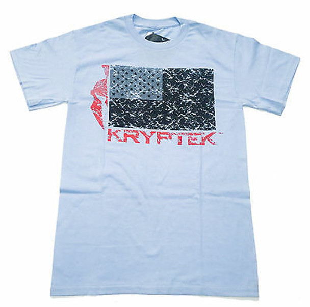 Kryptek Tee Shirt Medium New DistressedFLAG Tee Light Blue