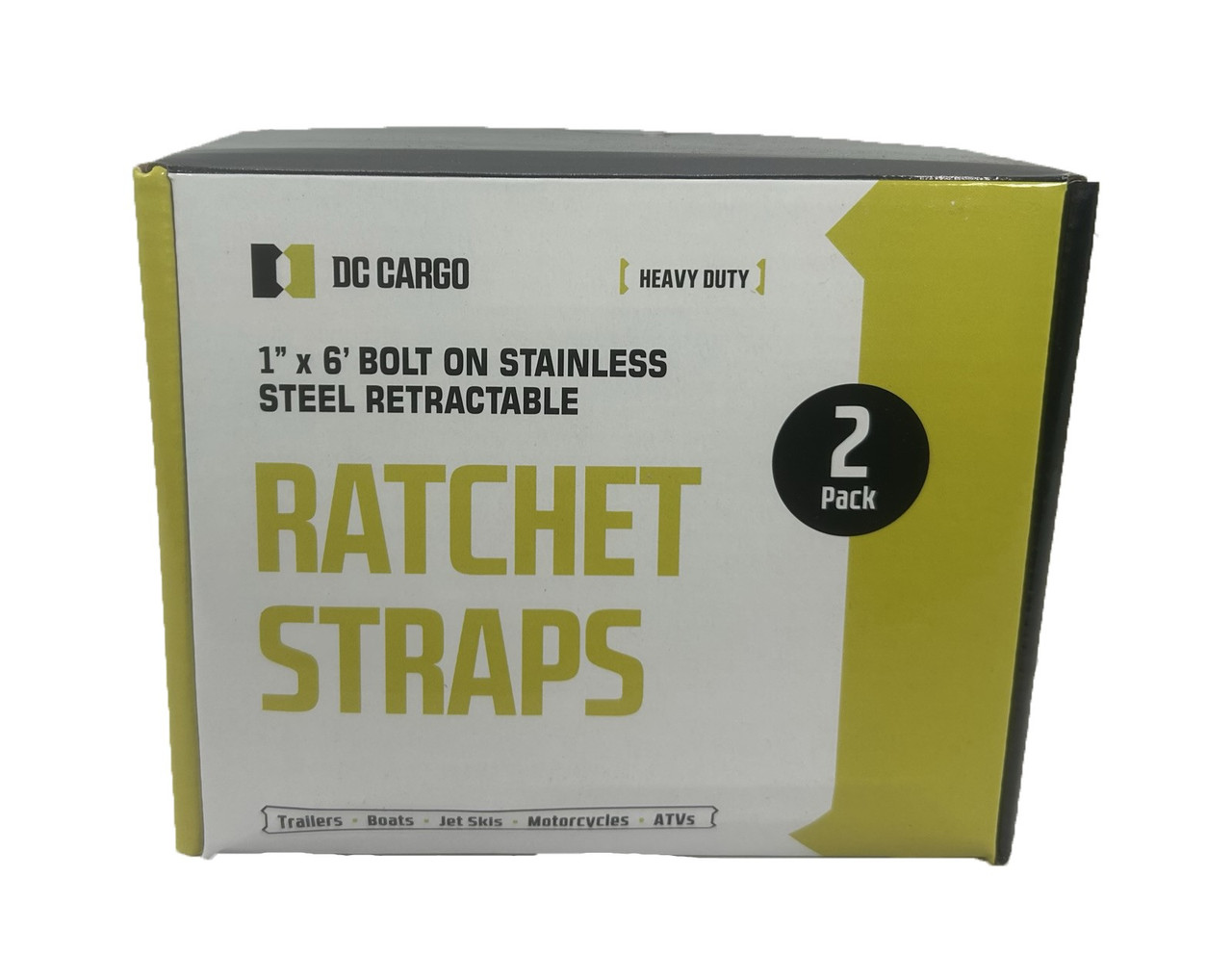 TIE DOWN, 1"x6' RETRACTABLE RATCHET STRAPS, SS CHASIS (box of 2)