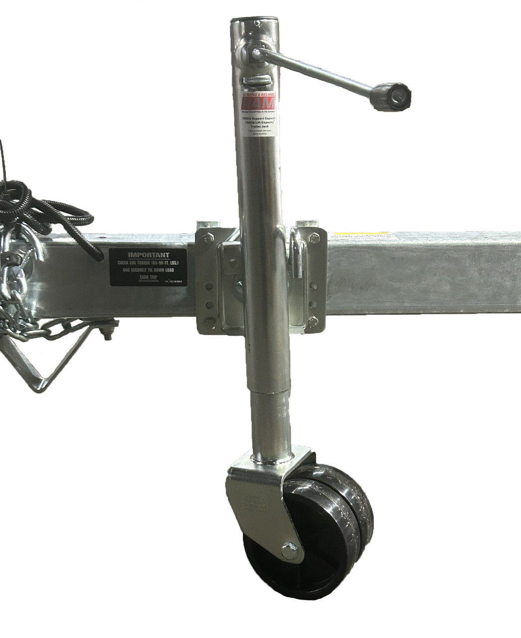 TONGUE JACK, 1500#, SWIVEL, W/DUAL WHEEL