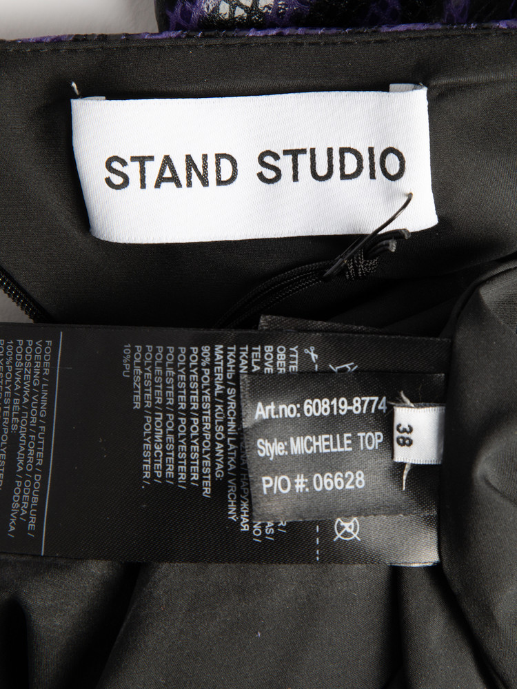 Stand Studio Purple Zebra Pattern One Shoulder Top