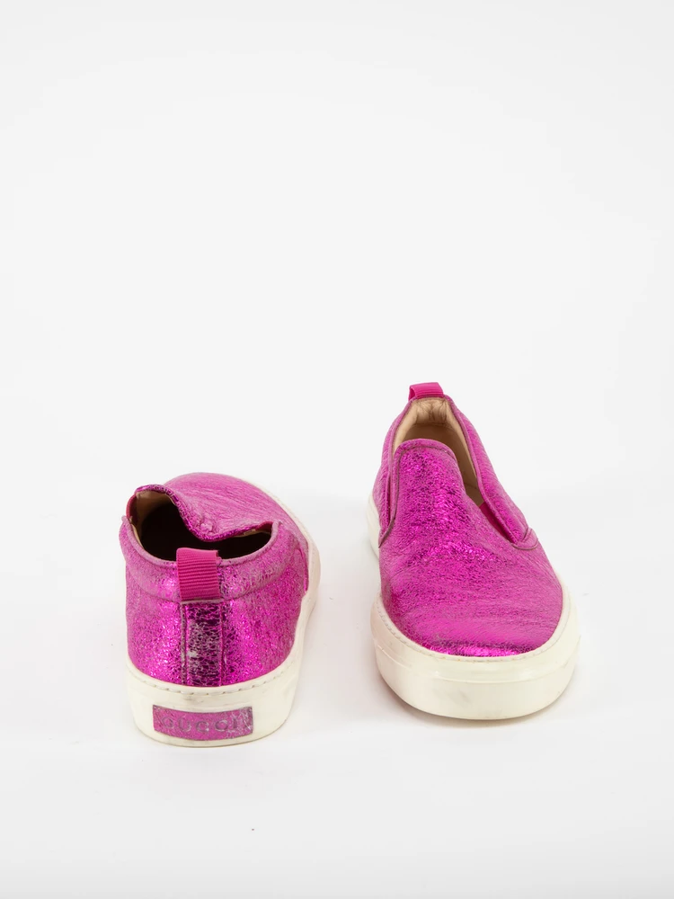 Gucci Metallic Pink Textured Flats