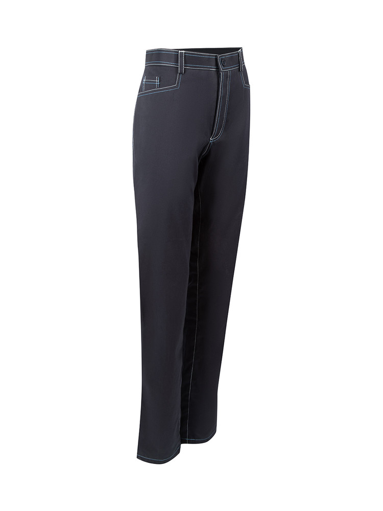 Sanne Navy Contrast Stitch Slim Leg Trousers