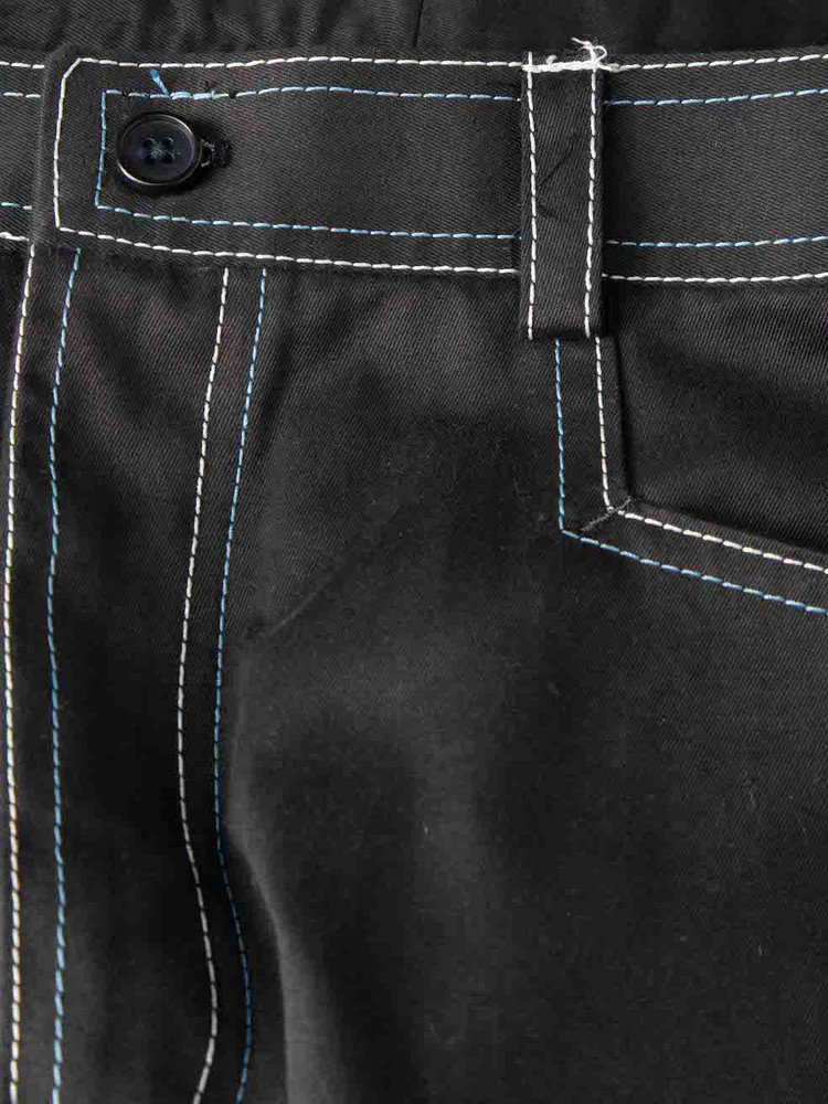 Sanne Navy Contrast Stitch Slim Leg Trousers