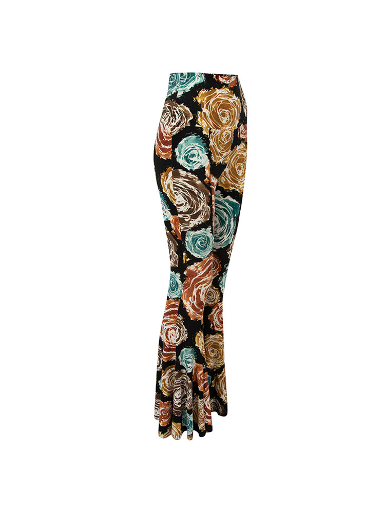 Norma Kamali Abstract Printed Flared Leggings