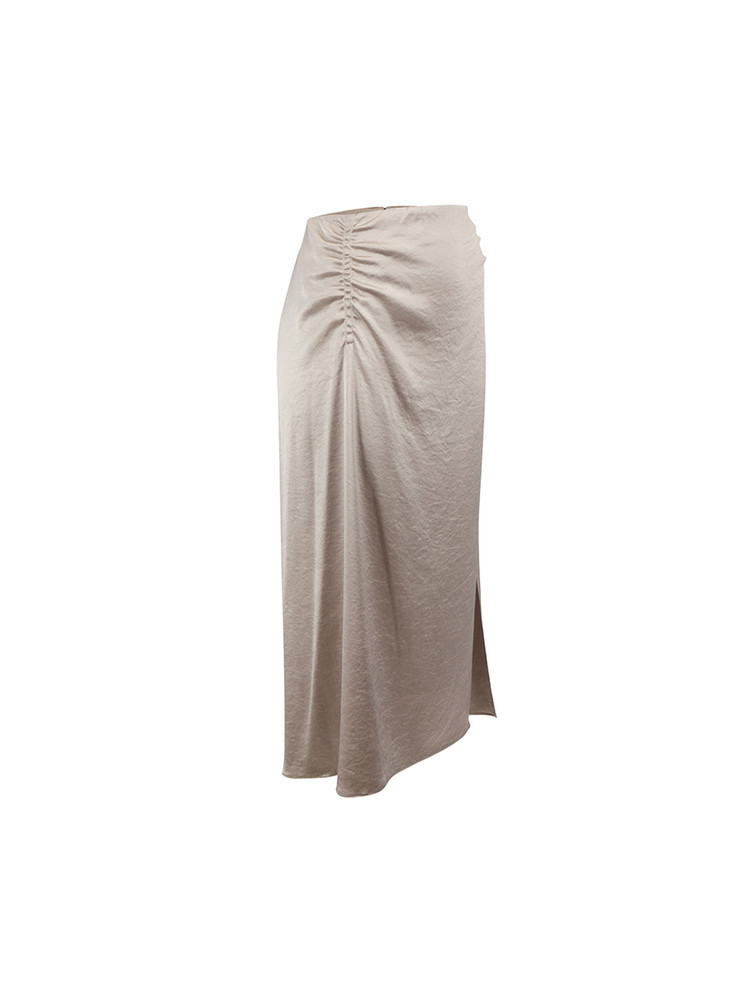 Elie Tahari Beige Ruched Accent Knee Length Skirt