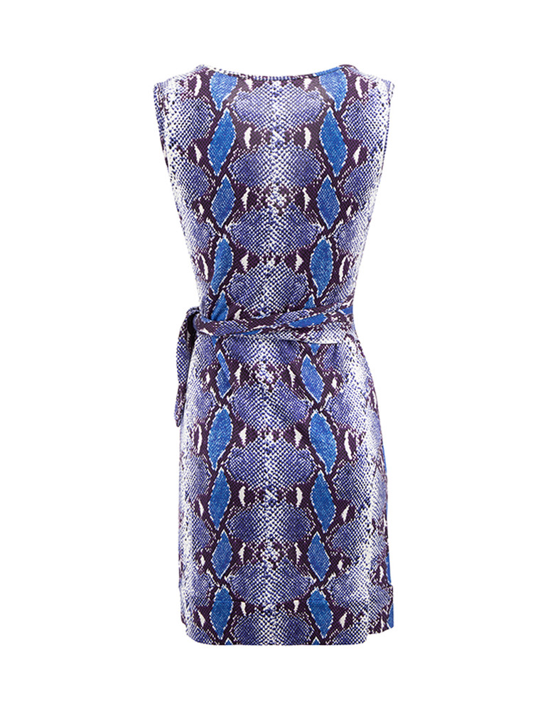 Diane Von Furstenberg Blue Snakeskin Pattern Mini Dress