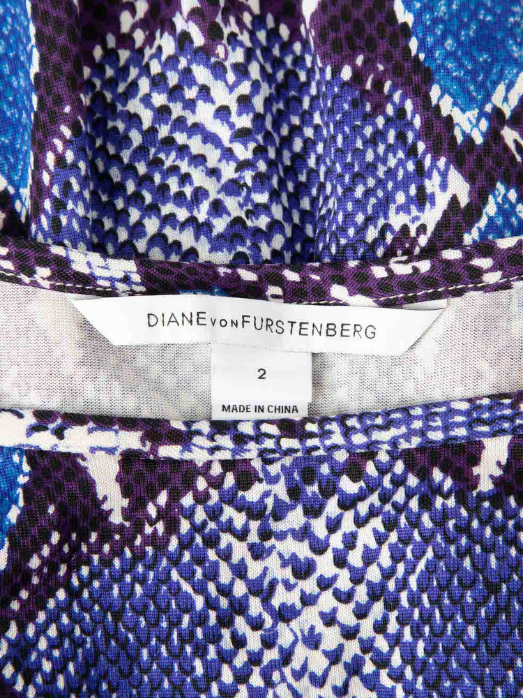 Diane Von Furstenberg Blue Snakeskin Pattern Mini Dress