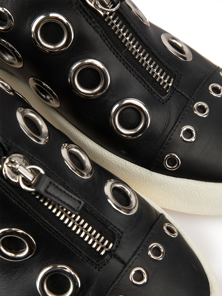 Giuseppe Zanotti Black Leather Eyelets Flatform Trainers
