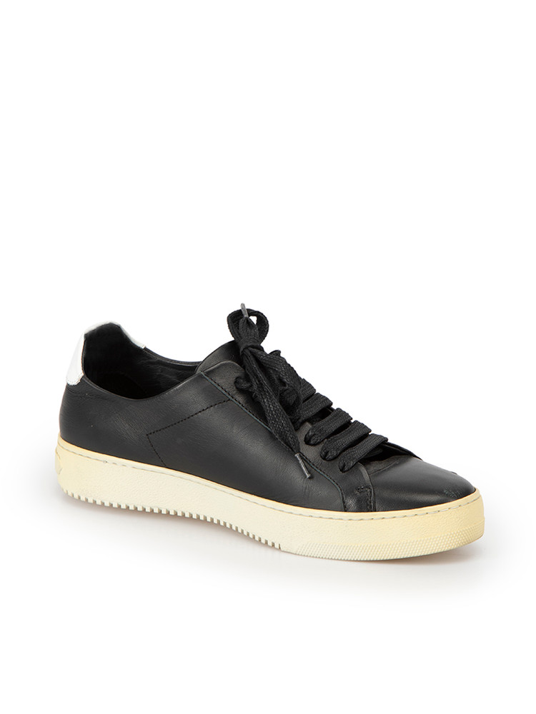 Off-White Black Leather Flower Embroidered Trainers