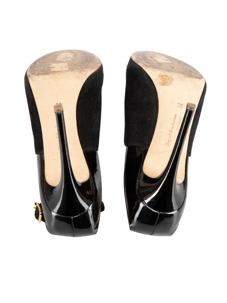 Rupert Sanderson Black Suede Ankle Cut Out Heels