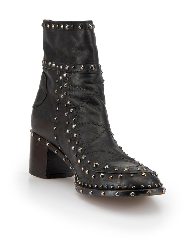 Laurence Dacade Black Leather Studded Ankle Boots