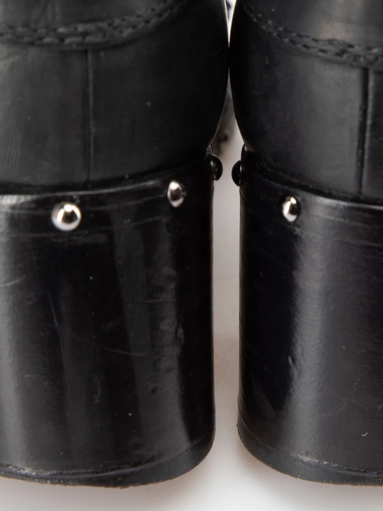 Laurence Dacade Black Leather Studded Ankle Boots