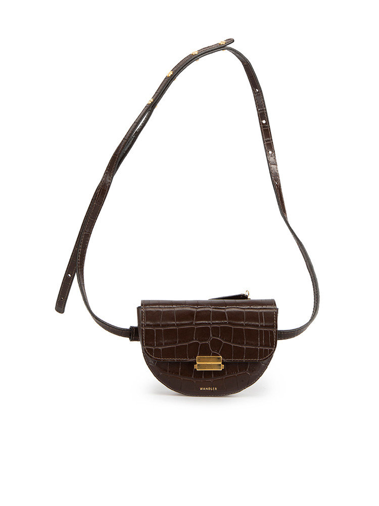 Wandler Brown Leather Croc Embossed Belt Bag