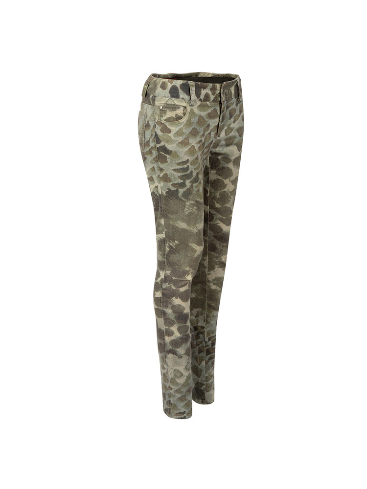 Alice + Olivia Khaki Denim Abstract Printed Skinny Jeans