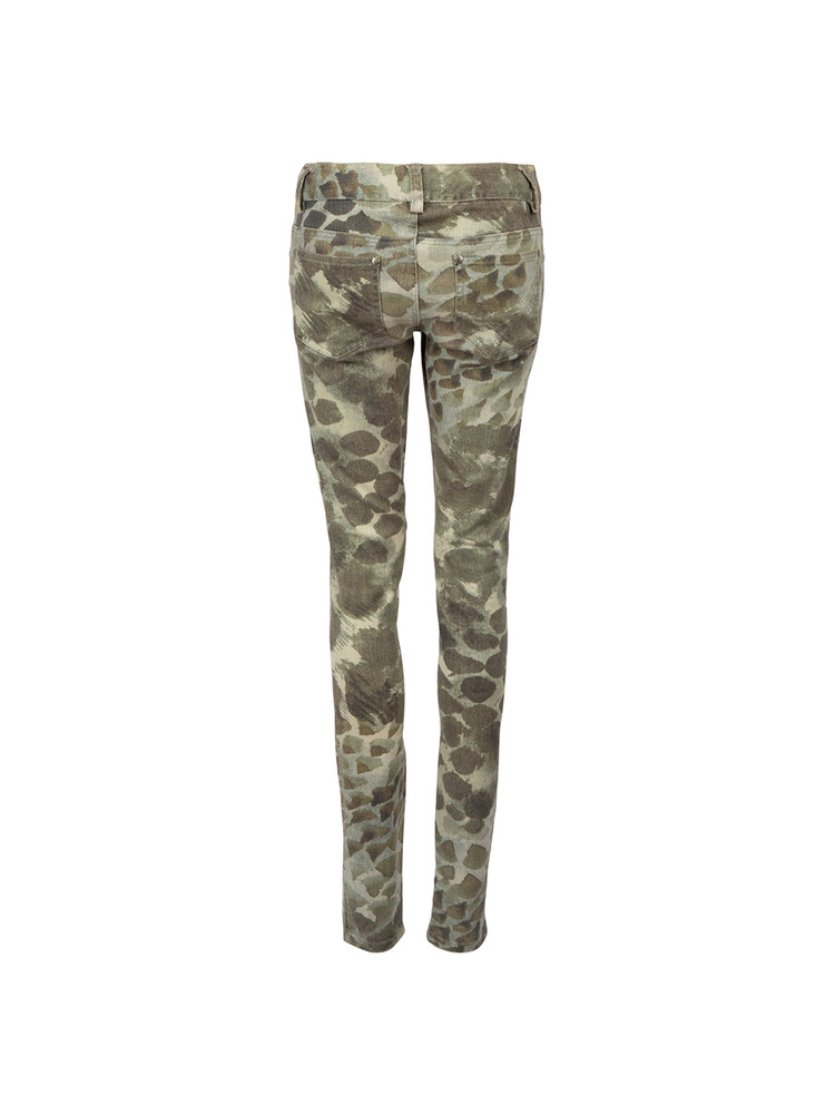 Alice + Olivia Khaki Denim Abstract Printed Skinny Jeans