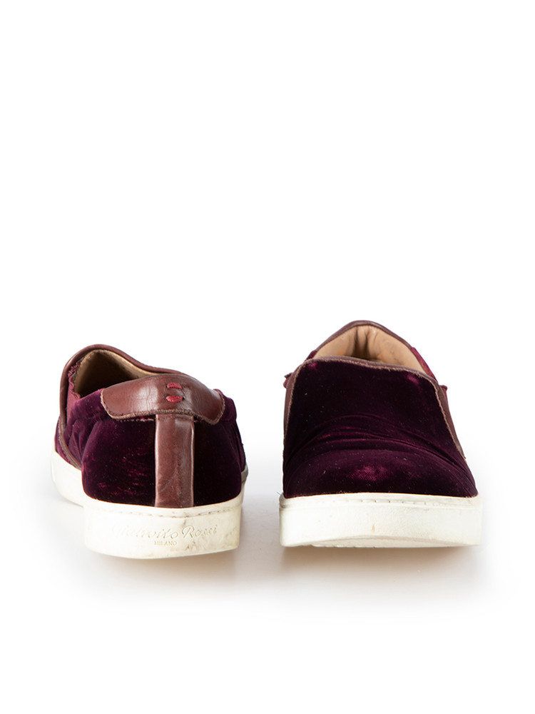 Gianvito Rossi Burgundy Velvet Slip-On Trainers