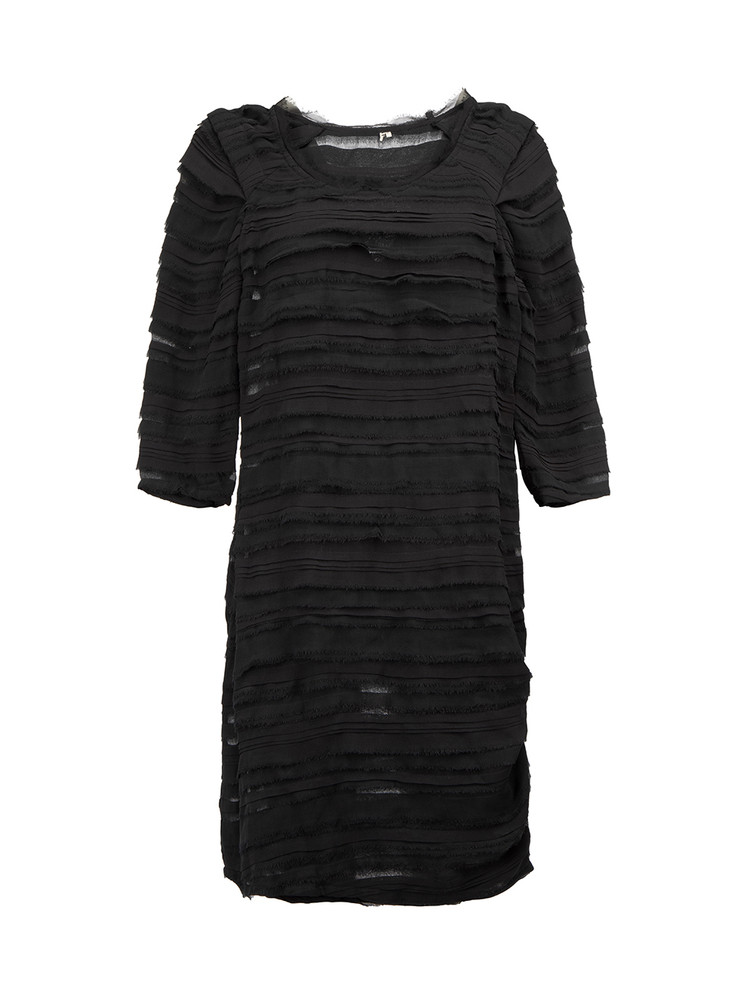 Iro Black Sheer Fray Layered Detail Mini Dress