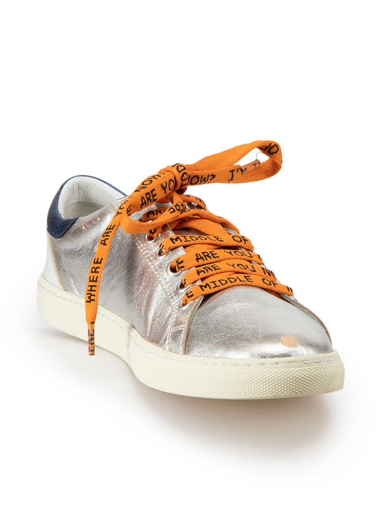 Mira Mikati Silver Leather Statement Laces Trainers